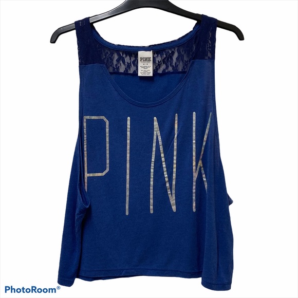 PINK Victoria's Secret Tops - Victoria’s Secret PINK Lacey Cropped Tank Top
